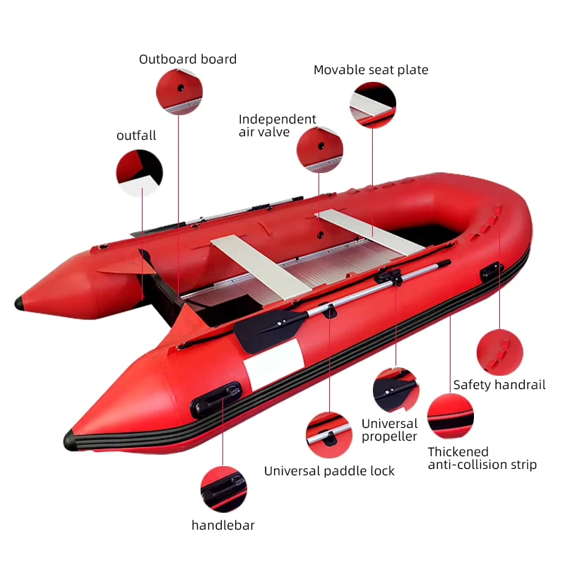 Venta de fábrica de bote inflable de PVC Hypalon, dinghy con suelo de aluminio cepillado, personalizado para patrullas de pesca y rescate
