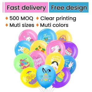Factory Softly Color Customized Printing Egg Rabbit Inflatable Birthday Decorative Supplies Latex Easter Party Custom Balloons
