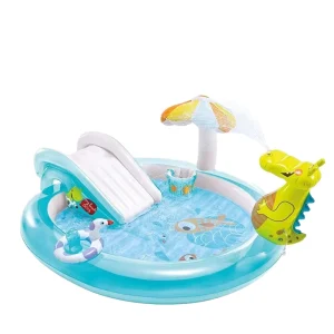 Factory Stock PVC Inflatable Swimming Pool Castle Crocodile Dinosaur Family Fountain Slide Cartoon Animal Inflatable Structure