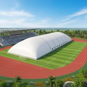 फैक्ट्री सप्लाई कस्टम इको PTFE PVDF inflatable मेम्ब्रेन संरचना खेल स्टेडियम एयर डोम inflatable कैनोपी गैरेज शेड आग