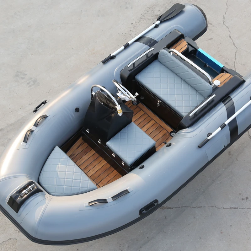 Pasokan Pabrik Perahu RIB360 Inflatable Dayung Kustom 12ft Lambung Fiberglass Semi Kaku PVC Hypalon Sport Yacht Mengapung
