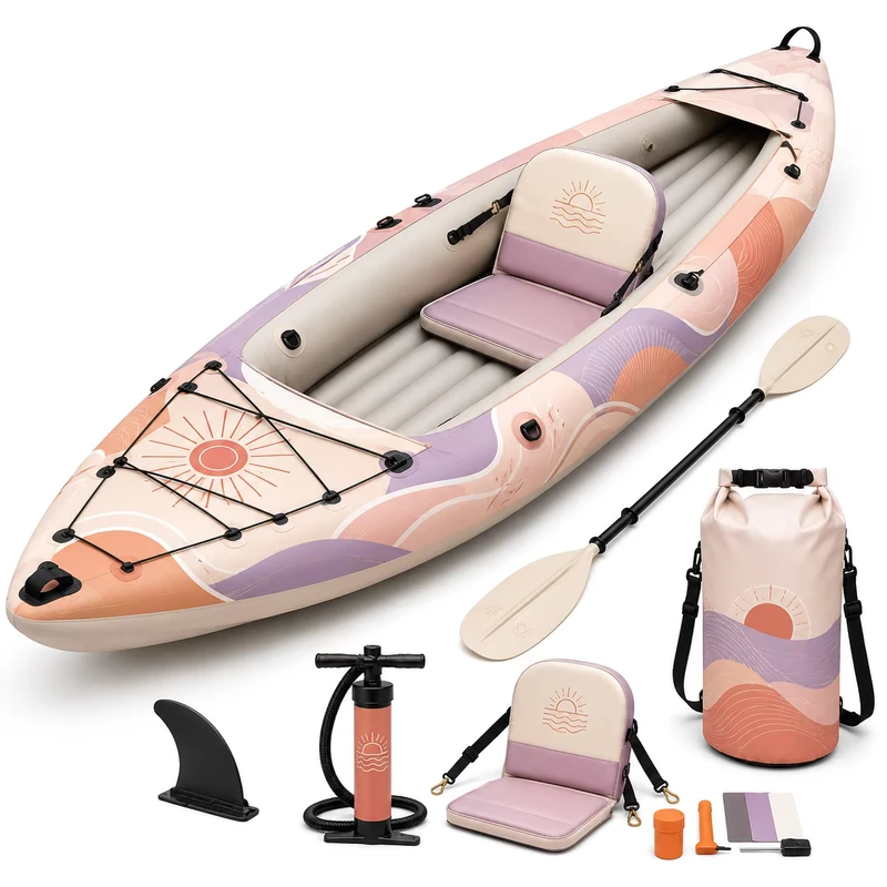 Perahu Memancing Inflatable Kayak Dinghy Canoe dengan Lantai Stabil dan Paket Lengkap untuk Dealer