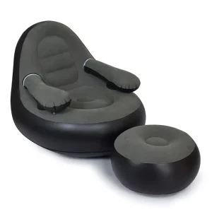 Factory Supply Portable Flocking PVC Black Color Inflatable Sofa Outdoor Furniture for Adult or Kids