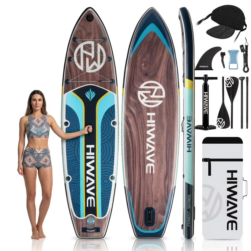 Factory Surfing Board 11’x34″x6″ Deep Wooden Inflatable Stand up Paddle Boards Drop Stitch Sup Paddle Board With Seat