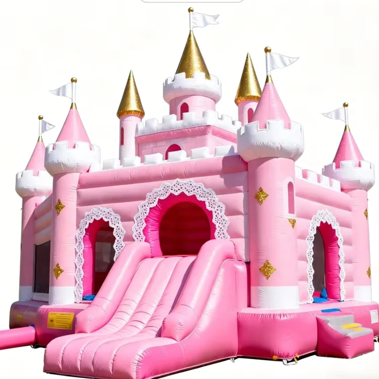 Fairy Tale Princess Pink Inflatable Slide Castle for Adults and Children Naughty Castle for Home and Commercial Use Bouncy House