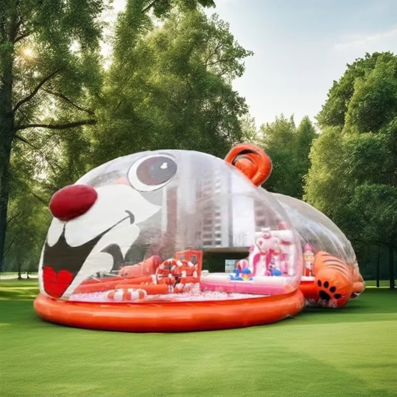 Tente bulle igloo en cristal gonflable pour camping en famille, tente de célébration claire pour grand parc de plein air