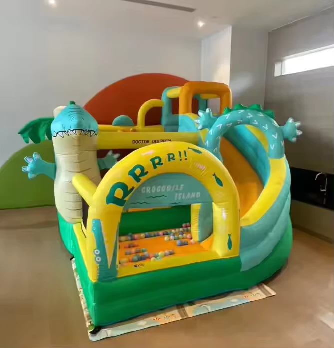 Château gonflable à thème dinosaure pour enfants, combinaison de toboggan, trampoline, souffleur, kit de réparation