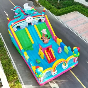 Family Unicorn Theme Jumping Castle Kids Party Combo Outdoor Large Slide Bounce House Inflatable Bouncy Castle Jumpy Houses