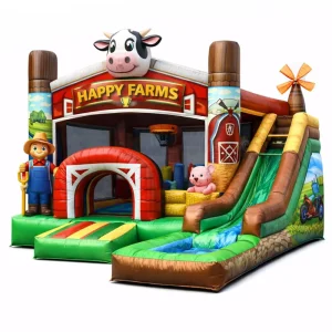 Farm Theme Children Commercial Use Inflatable Playhouse Slide Combo Bounce House 0.55mm Thick PVC Material CE Certified 12 Month