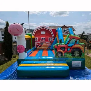 Farm Themed Bounce House with Slide Bouncing Castle Combo Outdoor Jumping Castle Carnival for Kids Party