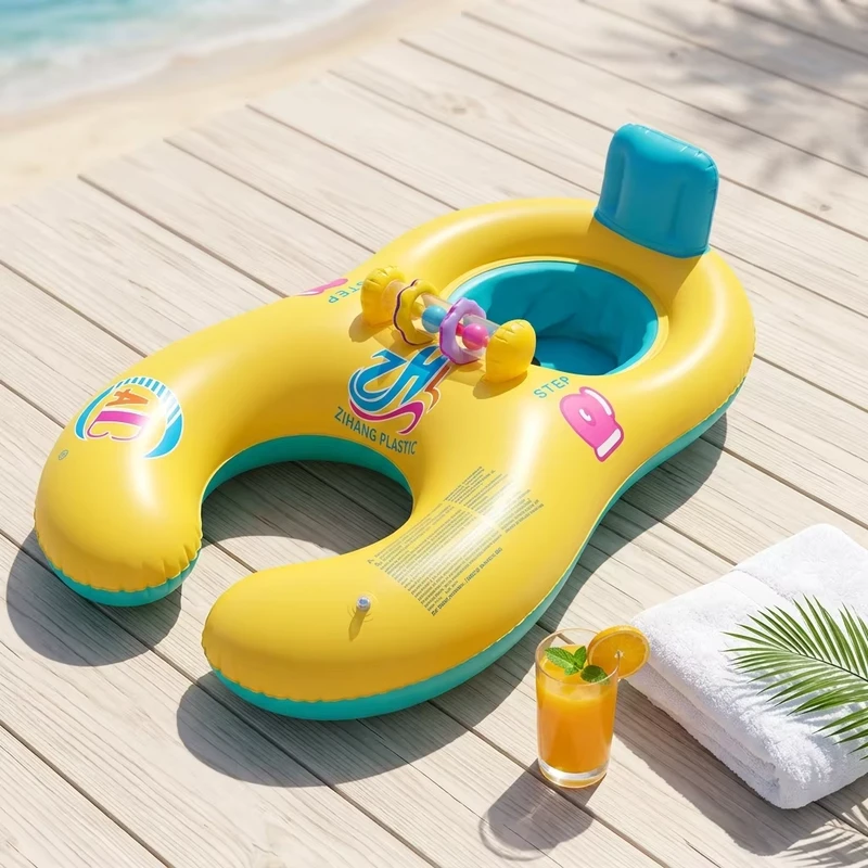 Fashion Eco Friendly PVC Inflatable Swimming Pool For Kids Float Round Ring With Canopy Waterproof Safety