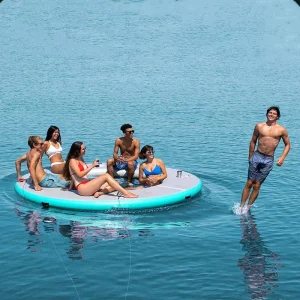 Isla Flotante Circular de Malla Personalizada, Instalaciones de Diversión Acuática Inflables de Material PVC
