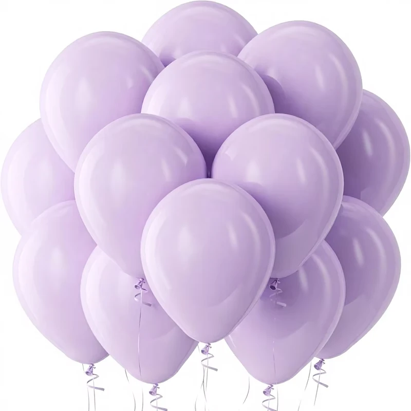 Balões Redondos de Látex Glossy em Roxo Pastel Feiel Bezente, 100 Unidades, 12 Polegadas, Decorações para Casamentos, Chás de Bebé e Festas de Aniversário