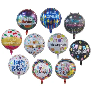 Feliz Cumpleanos 18inch Round Shape Happy Birthday Helium Balloons Inflatable Toys Balloons for Party Decoration