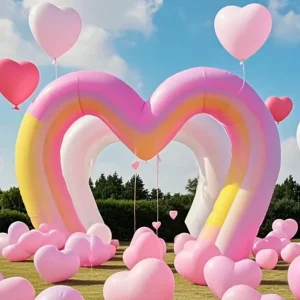Festive Pink Heart Inflatable Archway and Balloon Decorations for Wedding Event Party Advertising Inflatables