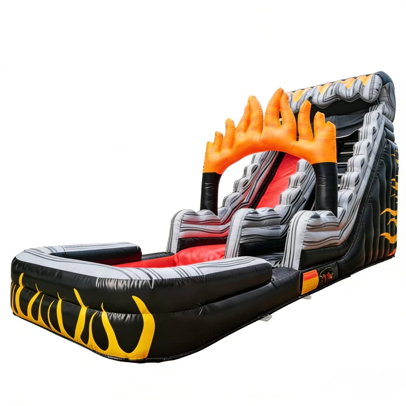 Toboggan gonflable à thème de feu et de soufre avec piscine éclaboussante, équipement de jeu pour enfants, grade commercial, PVC extérieur