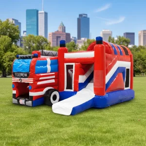 Fire Truck Bouncy Castle Slide Combo Outdoor Inflatable Bouncy Castle Slide Kids Adult Party Amusement Park