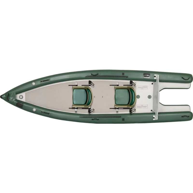 FishSkiff Aufblasbares RIB Boot Sportyacht 2 Personen Drehstuhl Pedalantrieb Stabil