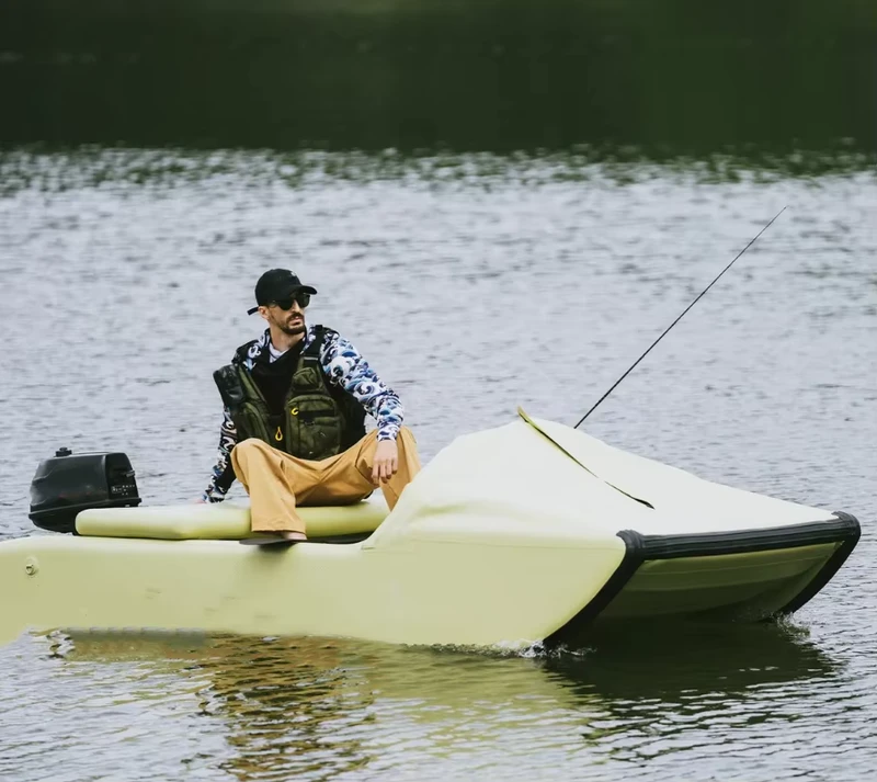 Perahu Memancing Folding Pontoon Boat Muat di Bagasi Mobil Kayak Modular Portabel Tempat Duduk 2-6 Perahu Memancing Inflatable Hijau dengan Motor