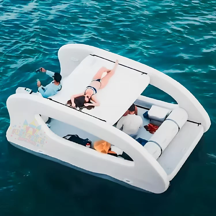 Perahu Inflatable Memancing Yacht Rumah Perahu Kerajinan Perahu Tenaga Surya untuk Pesta Rumah Catamaran Inflatable Barca Gonfiabile