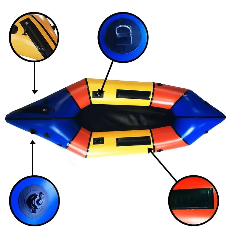 Fishing Kayak Raft Modular Inflatable Boat Wear resistant Folding PVC Material 2 Persons Air Cushion Rowing Boat Drifting