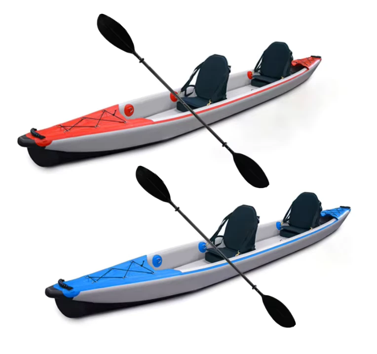 Kayak de mer modulaire gonflable pour 2 personnes, personnalisé en usine, en tissu drop stitch avec trou de drainage