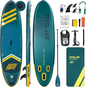 Five-12 11′ Inflatable Stand Paddle Board (SUP) CE Certified 430lbs Capacity Portable Water Sports Accessories