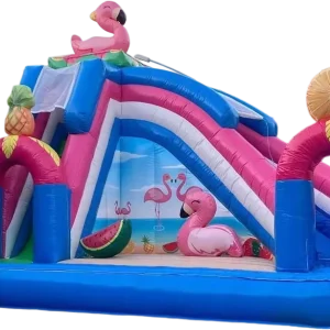 Flamingo Shaped PVC Inflatable Wet Slip N Slide Pool Outdoor Moving Mouth Water Slide