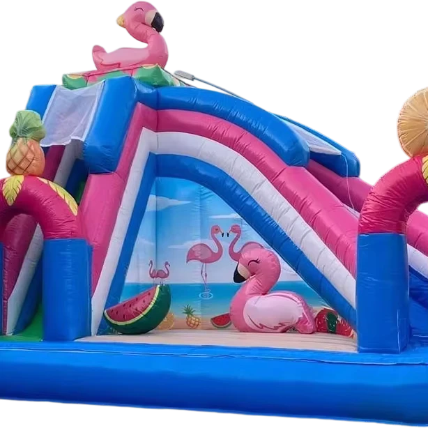 Kolam Seluncur Air Bergerak Mulut Air Inflatable Bentuk Flamingo