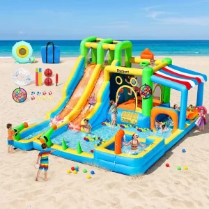 Casa Inflable Flotante, Toboganes de Agua de Alta Resistencia para Negocios en Línea de Agua