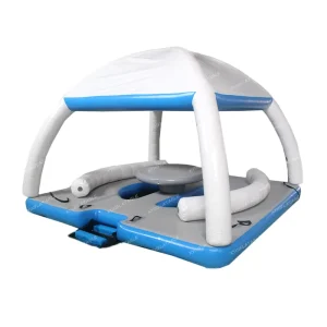 Floating Island Inflatable Dock with Tent on Water Platform