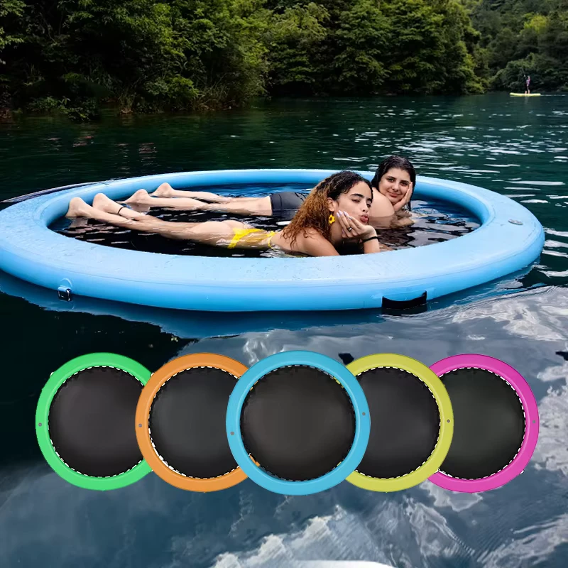 Floating Ring Inflatable Dock Floating Platform 8ft Inflatable Water Hammock Round Drop Stitch Inflatable Float Ring