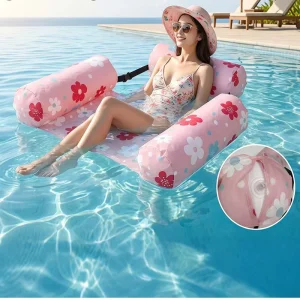 फ्लोरल वयस्क inflatable तैरता पूल लाउंज कुर्सी फोल्डेबल तैरता बिस्तर मोटा एंटी रोलओवर पोर्टेबल तैरता बिस्तर