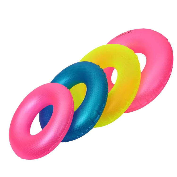 Anel de Natação Inflável Transparente de PVC Fluorescente para Adultos e Crianças, Uso em Oceanos Multicolorido