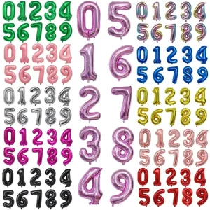 Foil 0-9 Shape 32 Inch Number Balloons for Baby Shower Happy Birthday Party Decoration Aluminum Foil Balloons