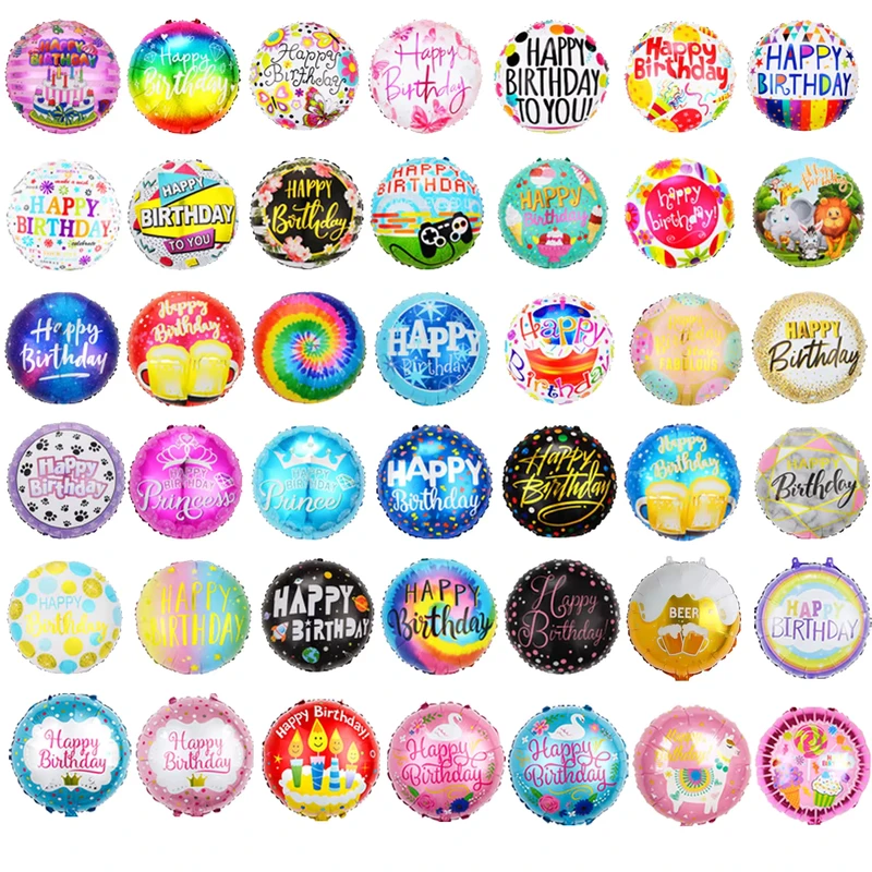 Palloni in foil, palloni di compleanno, forma rotonda gonfiabile da 18 pollici, globi in elio, giocattoli per bambini, decorazioni per feste di compleanno