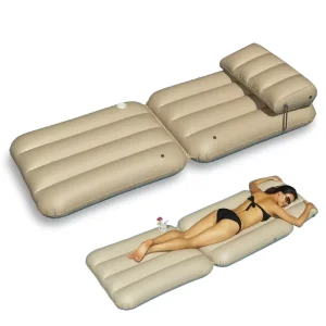Nệm Bơi Inflatable 3 trong 1 Gấp lại, Raft Điều chỉnh, Đệm Bơi với Giá đỡ Cốc và Dây đai cho Bãi biển