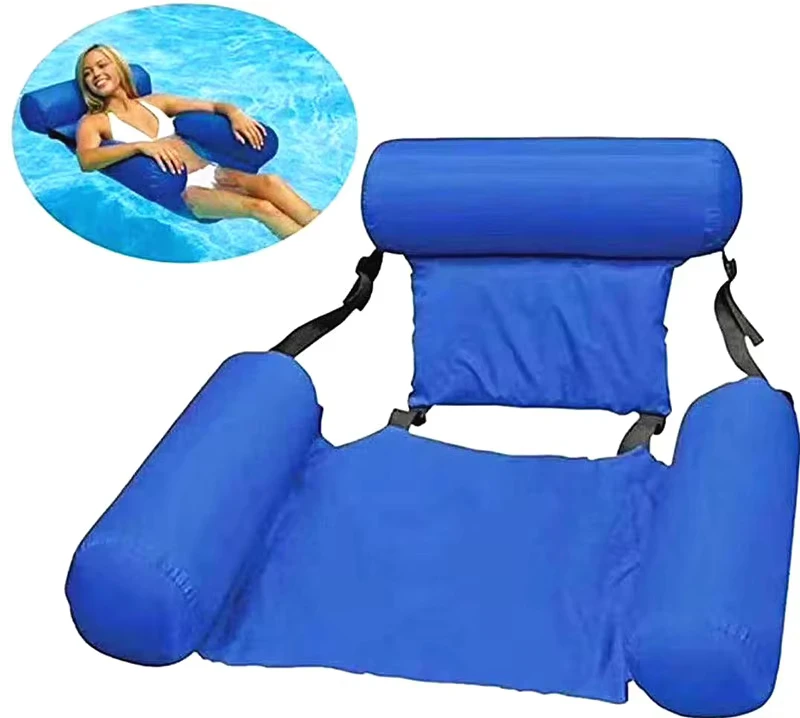 Cadeira Flutuante Inflável Dobrável Rede de Água para Piscina Colchões de Ar Praia PVC Lounger para Desportos Aquáticos de Verão