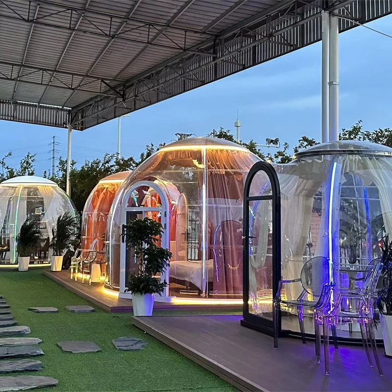 Hôtel bulle gonflable pliable, maison préfabriquée, tente de camping capsule spatiale, tente de fête, dôme gonflable de luxe en plastique