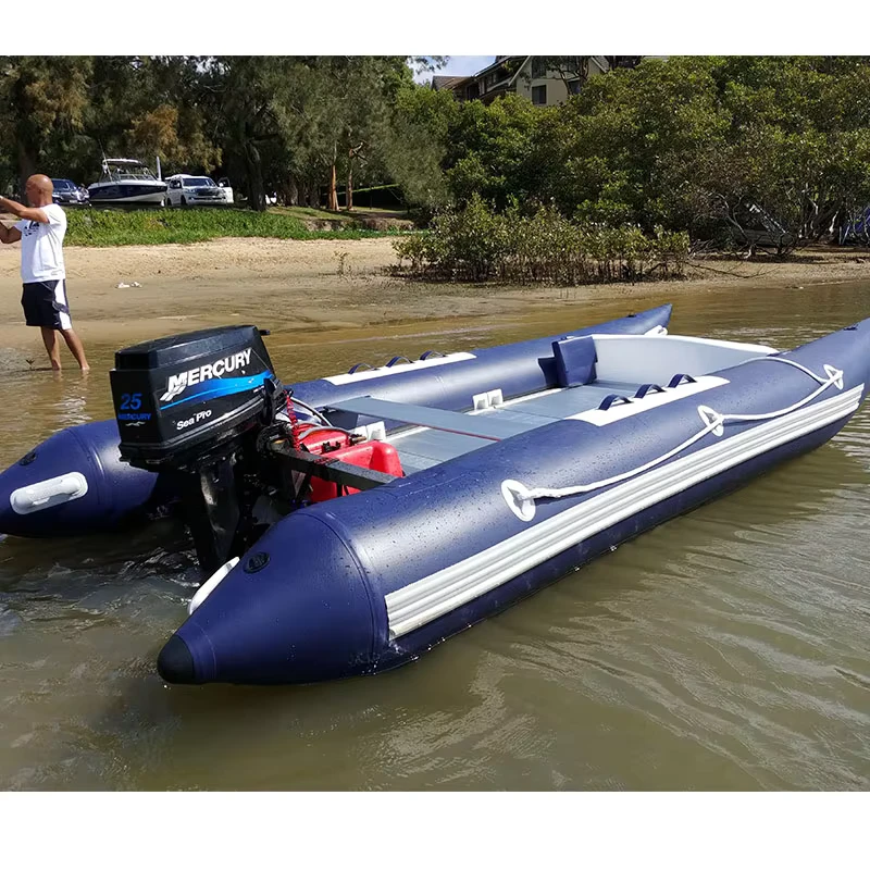 Folding High Speed Inflatable Dinghy Fishing Surfing Catamaran Boat with Outboard Motor