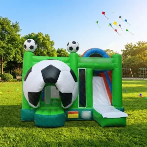 Football Inflatable Bouncy Castle Bounce House with Water Slide PVC Material Easy Setup for Commercial Outdoor Use