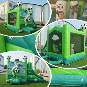 Football Inflatable Combo Bouncer with Slide Soccer Jumping Castle for Rental
