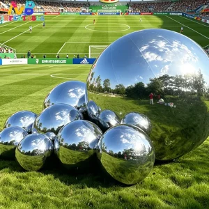 Football Match Decoration Inflatable Shiny Mirror Ball Reflective Inflatable Sphere For Sports Party Outdoor Lawn Decor
