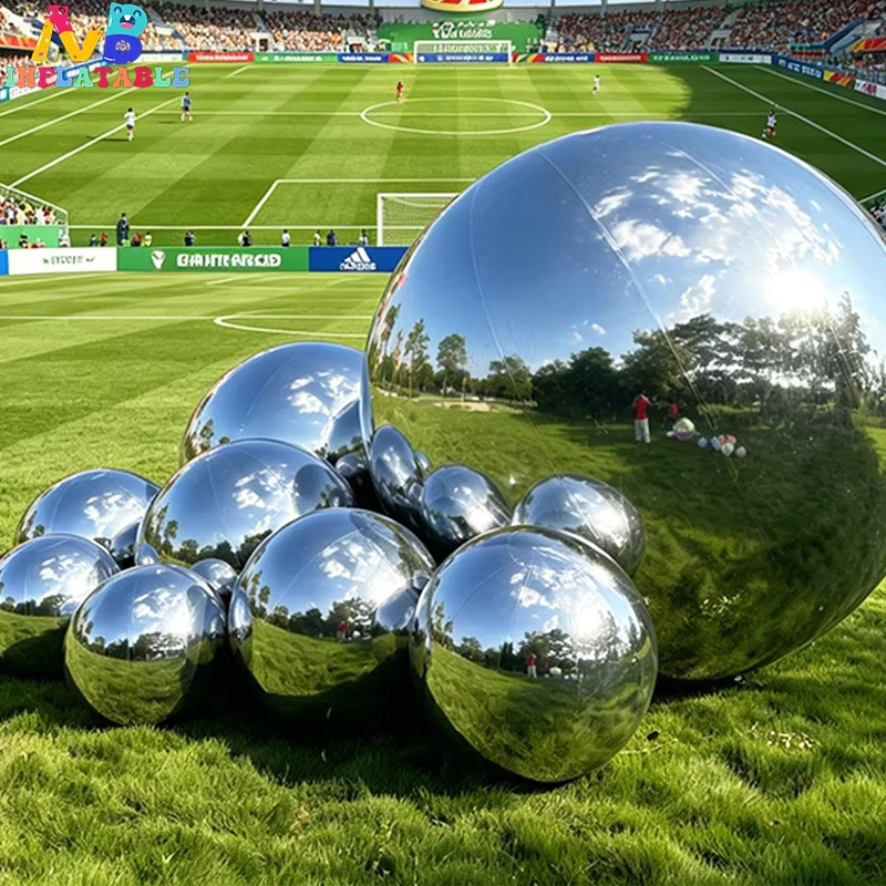 Décoration de match de football, boule miroir gonflable brillante, sphère gonflable réfléchissante pour fête sportive, décoration de pelouse extérieure