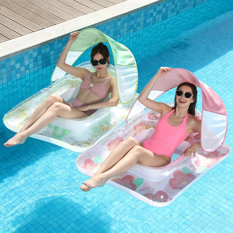 Pour lit flottant ombragé de piscine, radeau gonflable, lounger aquatique pour hommes et femmes, modèle en PVC LOL-1-YL-CF Chine