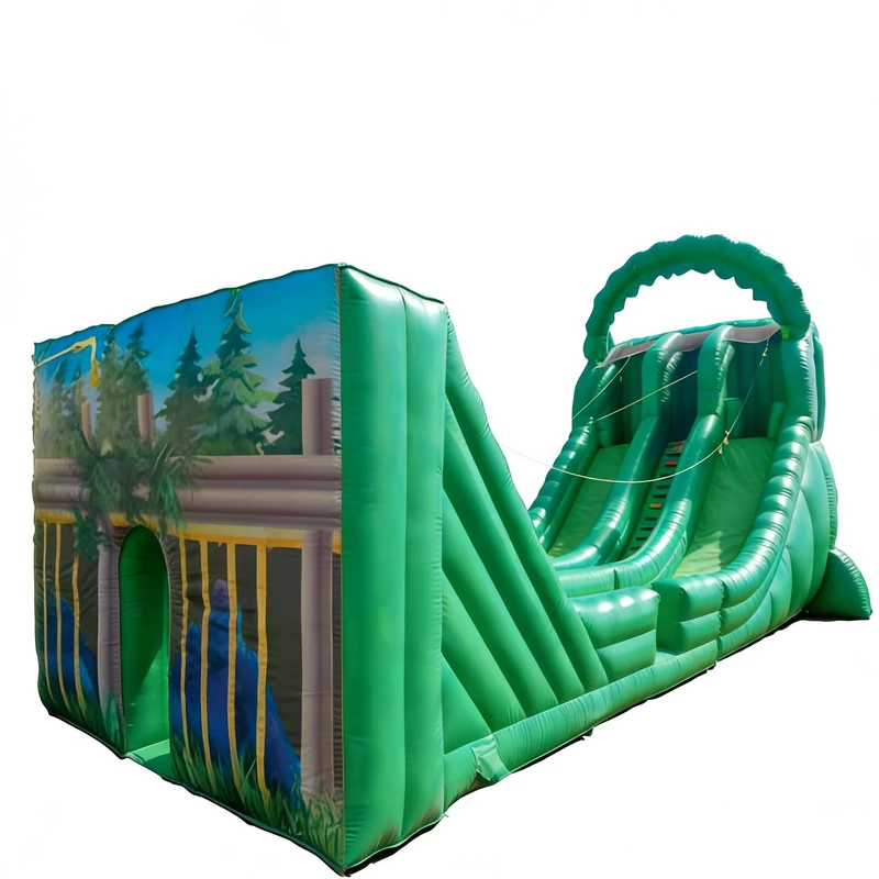 Waldabenteuer Themen Aufblasbares Hindernis Dual Slide Combo Umweltfreundliches PVC Material >500kg Kapazität Kinder Natur