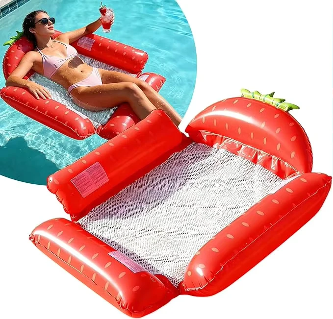 Fruit Shaped Foldable Inflatable Float Single Water Hammock Lounge Chair for Swimming Pool Water Entertainment Use