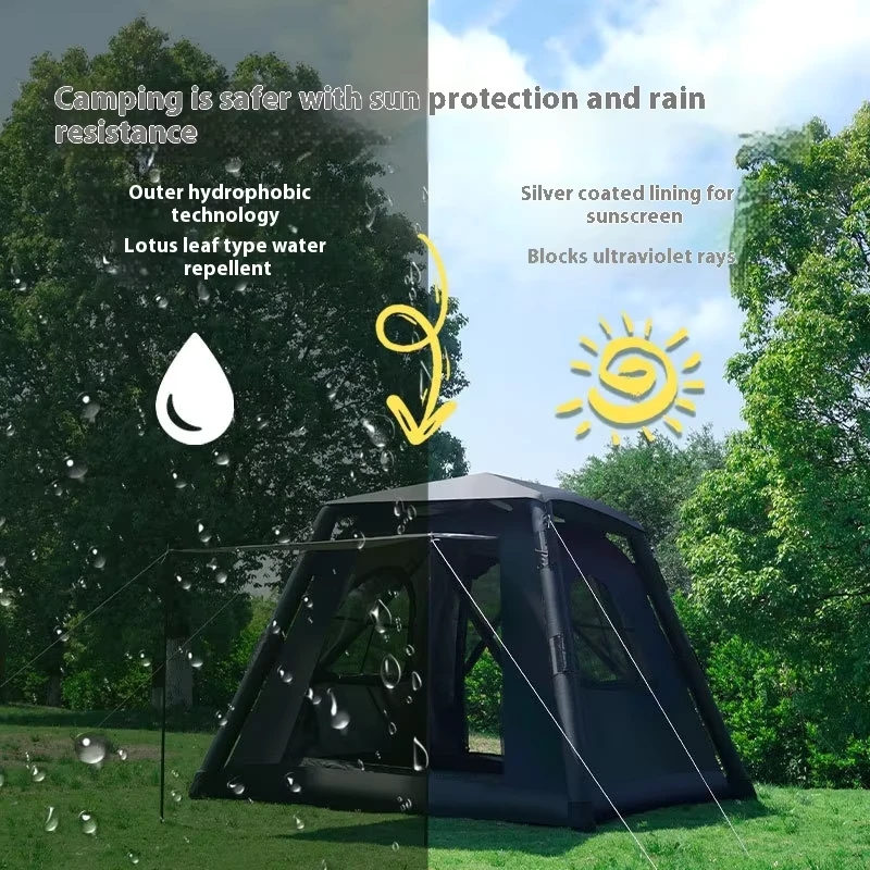 Tenda Gonfiabile Portatile Completamente Automatica per Campeggio all'Aperto in Tessuto Oxford Impermeabile Spesso in Tela di Cotone Densificata