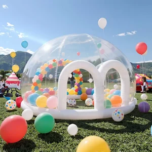 Fun House Clear Inflatable Crystal Igloo Dome Bouncy Castle Kids Party Transparent PVC Material Space Theme 5-10 Passengers