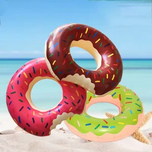 Fun Water Toys for Beach Parties and Pools PVC Inflatable Donut Float and Swim Ring for Adults & Teenagers